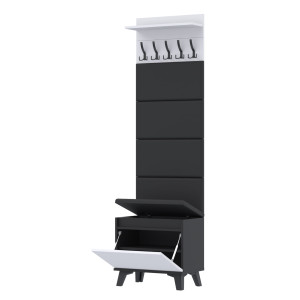 Garderoba 60x30D1-4PAN szafka na buty wieszak panele CZARNY-BIAŁY