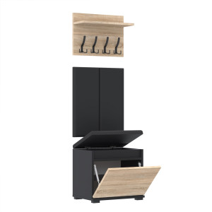 Garderoba 50x36P2WPB szafka na buty wieszak Czarny Sonoma