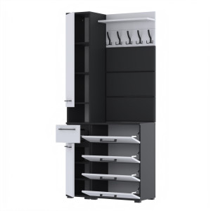 Garderoba 90x30cm Altus60 Supra2 3PanD2N1 Czarny Biały