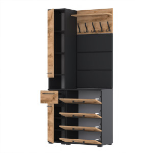 Garderoba 90x30cm Altus60 Supra2 3PanD2N1 Czarny Wotan