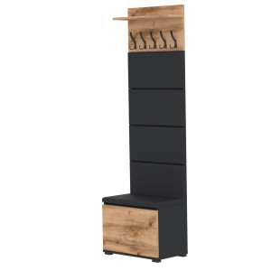 Garderoba 60x30D1N1-4PAN szafka na buty wieszak panele CZARNY-WOTAN