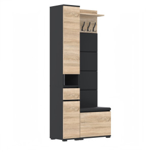 Garderoba 90x36cm V60 Supra30 4 Panele D1N1 Czarny Sonoma