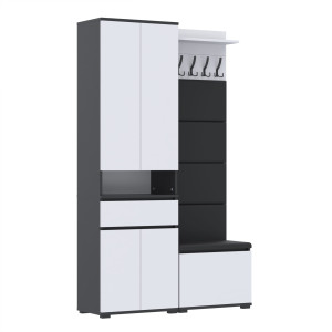 Garderoba 140x30cm V60 Supra80 4 Panele D1N1 CZARNY BIAŁY