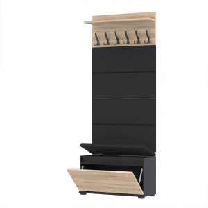 Garderoba 80x30D1N1-4PAN szafka na buty wieszak panele CZARNY SONOMA