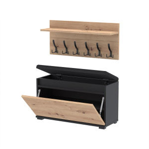 Szafka na buty z wieszakiem VB100x30WP100 N1D1 Czarny, Artisan