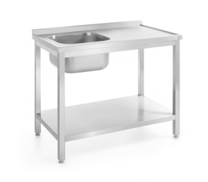 Stół ze zlewem i półką - skręcany głębokość 700 mm HENDI Kitchen Line Lokalizacja komory - po lewej 1000x700x(H)850 mm 1000x700x(H)850mm