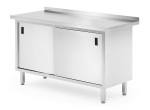Stół przyścienny szafka z drzwiami suwanymi - spawany HENDI Profi Line 1400x600x(H)850mm