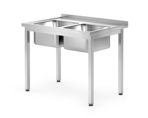 Stół ze zlewem 2-komorowym - skręcany głębokość 700 mm HENDI Kitchen Line Lokalizacja komory - pośrodku 1000x700x(H)850 mm 1000x700x(H)850mm