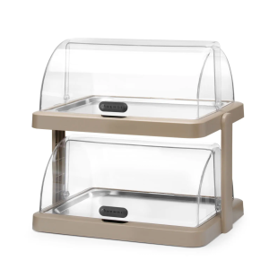Podwójna witrynka chłodząca roll-top Duo, HENDI UNIQ, prostokątna, beżowy 480x355x(H)480mm
