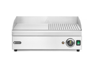 Płyta grillowa w połowie żebrowana HENDI Kitchen Line 1/2 gładka 1/2 ryflowana 220-240V/2400W 527x404x(H)233mm