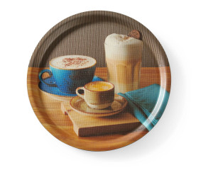 Taca do serwowania antypoślizgowa z nadrukiem HENDI tasty coffee ø380x(H)15mm
