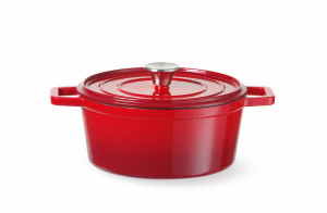 Garnek żeliwny emaliowany HENDI 3,7L czerwony 317x240x(H)105mm