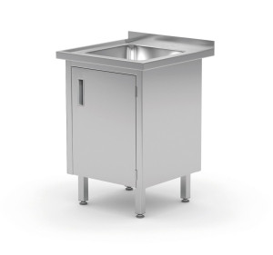 Stół ze zlewem szafka - spawany z drzwiami na zawiasach HENDI Profi Line 600x600x850 mm 600x600x(H)850mm