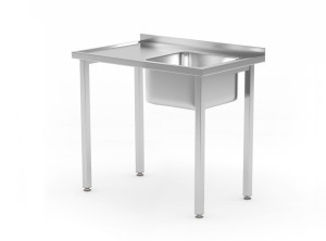 Stół ze zlewem - skręcany głębokość 600 mm HENDI Budget Line zlew po prawej 800x600x(H)850mm