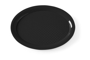 Taca Fast Food z polipropylenu owalna HENDI czarny 265x195x(H)15mm