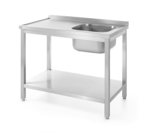 Stół ze zlewem i półką - skręcany głębokość 600 mm HENDI Kitchen Line Lokalizacja komory - po prawej 1000x600x(H)850mm