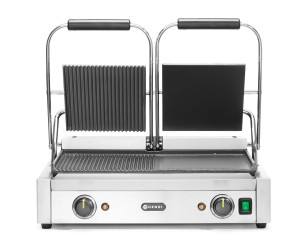 Grill kontaktowy podwójny HENDI 1/2 gładka 1/2 ryflowana 230V/3600W 575x430x(H)510mm