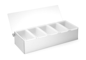 Pojemnik barmański na dodatki do drinków BarUp 5 kontenerów 375x140x(H)90mm
