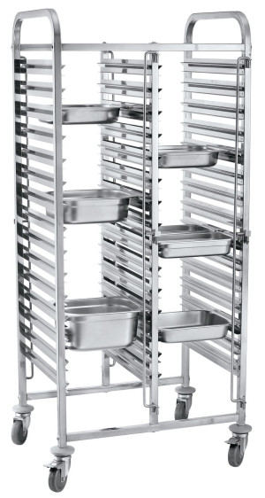 Wózek do transportu pojemników podwójny 30×GN 1/1 HENDI 798x610x(H)1710mm
