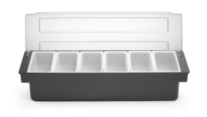 Pojemnik barmański na dodatki do drinków - 6 wkładów BarUp 480x150x(H)100mm