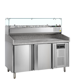 Stół do pizzy z nadstawką PT1200 + GVC38-150 | TEFCOLD
