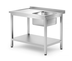 Stół ze zlewem i półką - skręcany głębokość 700 mm HENDI Kitchen Line Lokalizacja komory - po prawej 1000x700x(H)850mm