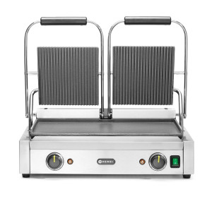 Grill kontaktowy podwójny HENDI góra ryflowana dół gładki 230V/3600W 570x395x(H)510mm