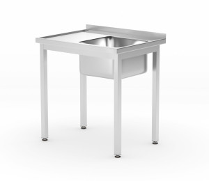 Stół ze zlewem i półką - skręcany głębokość 600 mm HENDI Kitchen Line Lokalizacja komory - po prawej 800x600x(H)850mm