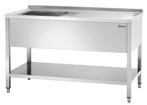 Stół ze zlewem 1-komorowy z ociekaczem i półką lewy 1400x700mm Bartscher