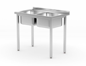 Stół z 2 zlewami - skręcany HENDI Budget Line 1000x600x(H)850mm