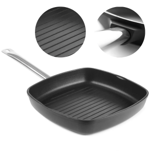 Patelnia do grillowania Titanium Professional ryflowana z odlewu aluminium HENDI 550x290x(H)55mm