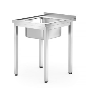 Stół ze zlewem - skręcany głębokość 600 mm HENDI Kitchen Line Lokalizacja komory - pośrodku 600x600x(H)850mm
