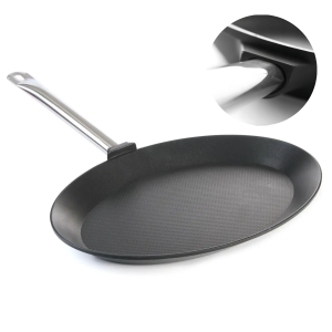 Patelnia do ryb Titanium Professional owalna z odlewu aluminium HENDI 400x275x(H)35mm
