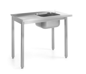 Stół załadowczy do zmywarek ze zlewem - skręcany HENDI Kitchen Line 1000x600x(H)850mm