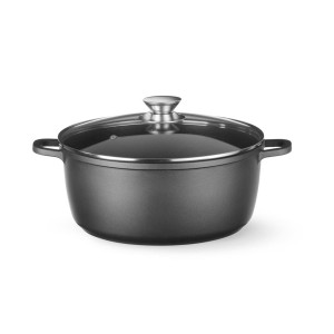 Garnek z powłoką nieprzywierającą, HENDI, 9L, czarny, 405x332x(H)138mm, Okrągły