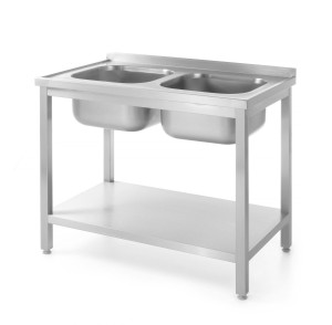 Stół z dwoma zlewami z półką - skręcany HENDI Kitchen Line Lokalizacja komory - pośrodku 1000x700x(H)850 mm 1000x700x(H)850mm