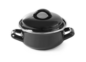 Garnek do zup i sosów z pokrywką HENDI czarny 0,65L 135x(H)110mm