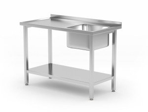 Stół ze zlewem i półką - skręcany głębokość 600 mm HENDI Budget Line zlew po prawej 1000x600x(H)850mm