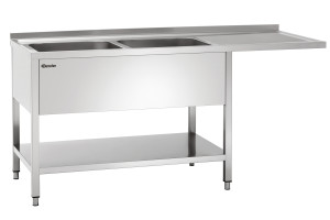 Stół ze zlewem 2-komorowy z ociekaczem lewy 1600x700mm Bartscher