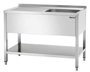Stół ze zlewem 1-komorowy z ociekaczem i półką prawy 1200x700mm Bartscher