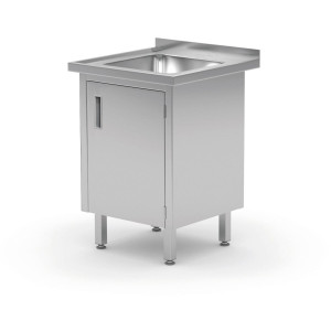 Stół ze zlewem szafka - spawany z drzwiami na zawiasach HENDI Profi Line 500x700x850 mm 500x700x(H)850mm
