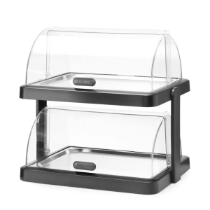 Podwójna witrynka chłodząca roll-top Duo, HENDI UNIQ, prostokątna, czarny 480x355x(H)480mm