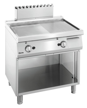 Płyta grillowa gazowa 700, szer. 800, Gładka 1/2 + Ryflowana 1/2, OP Bartscher