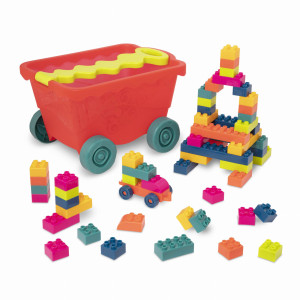 Little BlocWagon – wózek-WAGONIK wypełniony kolorowymi KLOCKAMI - B.Toys