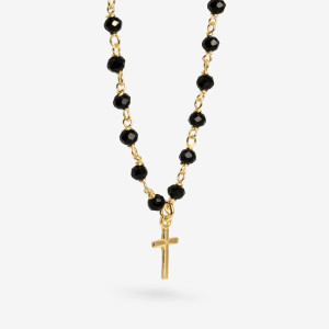 ANIA KRUK CHOKER Z KRYSZTAŁKAMI; I KRZYŻYKIEM, SREBRNY POZŁACANY