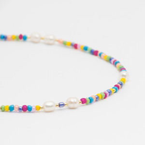 ANIA KRUK CHOKER Z KORALIKAMI; I PERŁAMI, SREBRNY POZŁACANY
