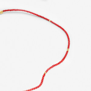 ANIA KRUK Choker z korali; srebrny pozłacany
