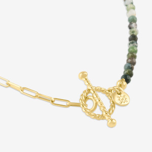 ANIA KRUK Choker z agatem indyjskim; srebrny pozłacany