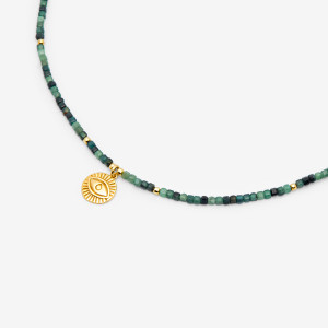 ANIA KRUK Choker z turmalinu; z okiem, srebrny pozłacany