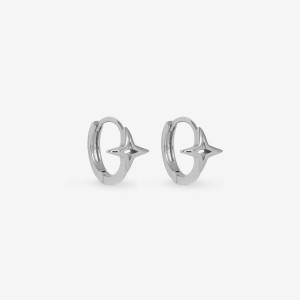 ANIA KRUK Kolczyki kółeczka 1,2 cm z gwiazdkami; rodowane